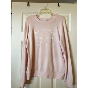 Grayson Threads “Weekends are for Cuddling” Pink Sweater